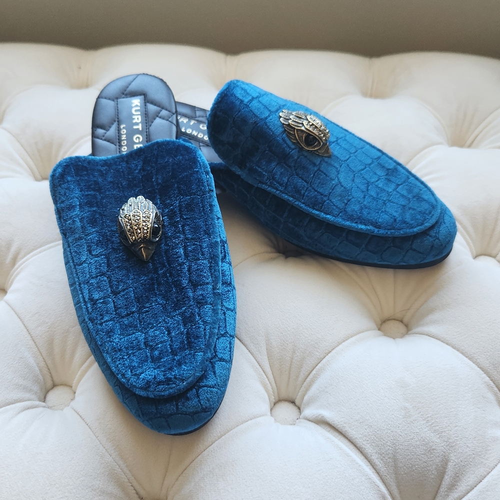 Kurt Geiger Blue Velvet Slippers